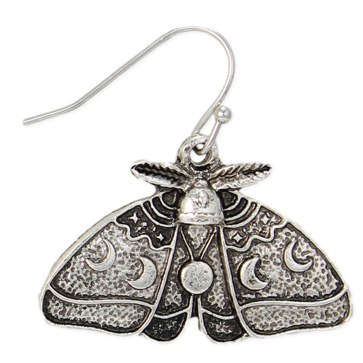 Moon Rise Luna Moth Silver Earrings