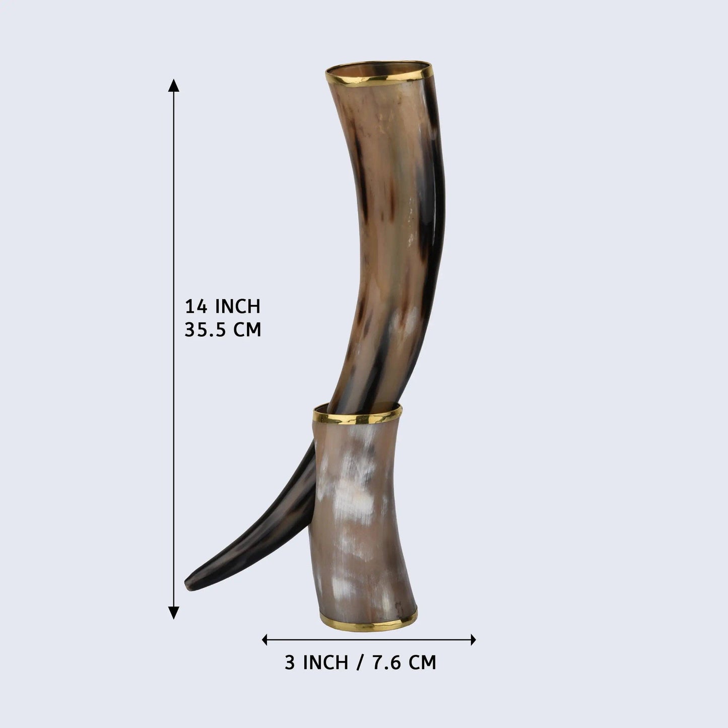 Drinking Horn with Stand - Holds Upto 16 oz, Metallic Finish