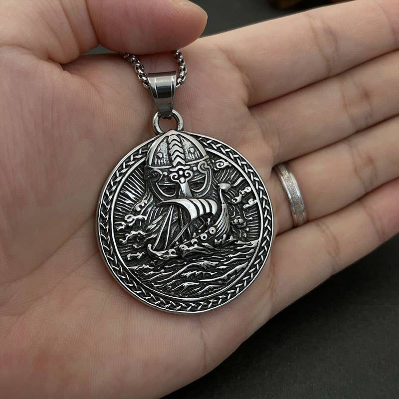 Viking Ship Titanium Necklace