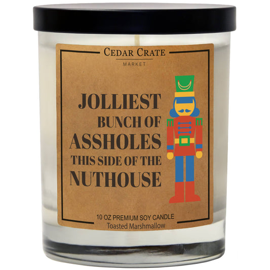 Jolliest Bunch Of assholes Funny Christmas Candle Gift