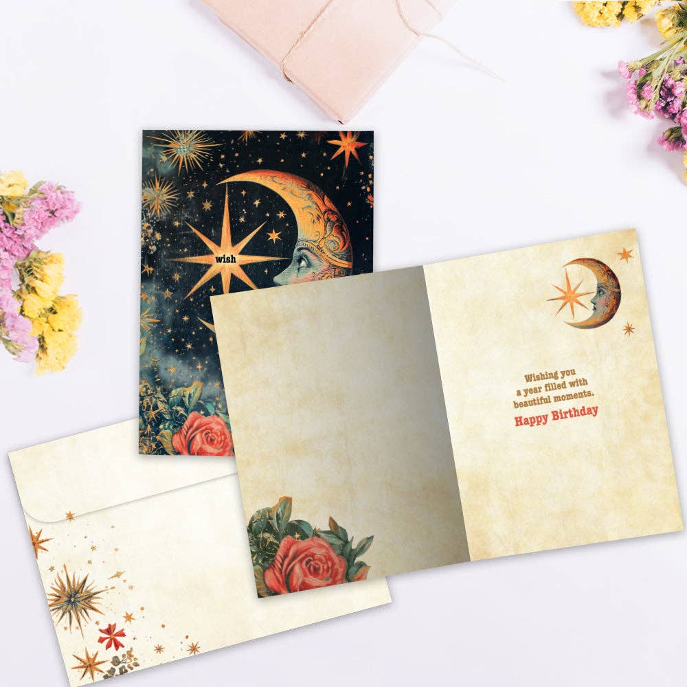 Crescent Moon Wish Birthday Card