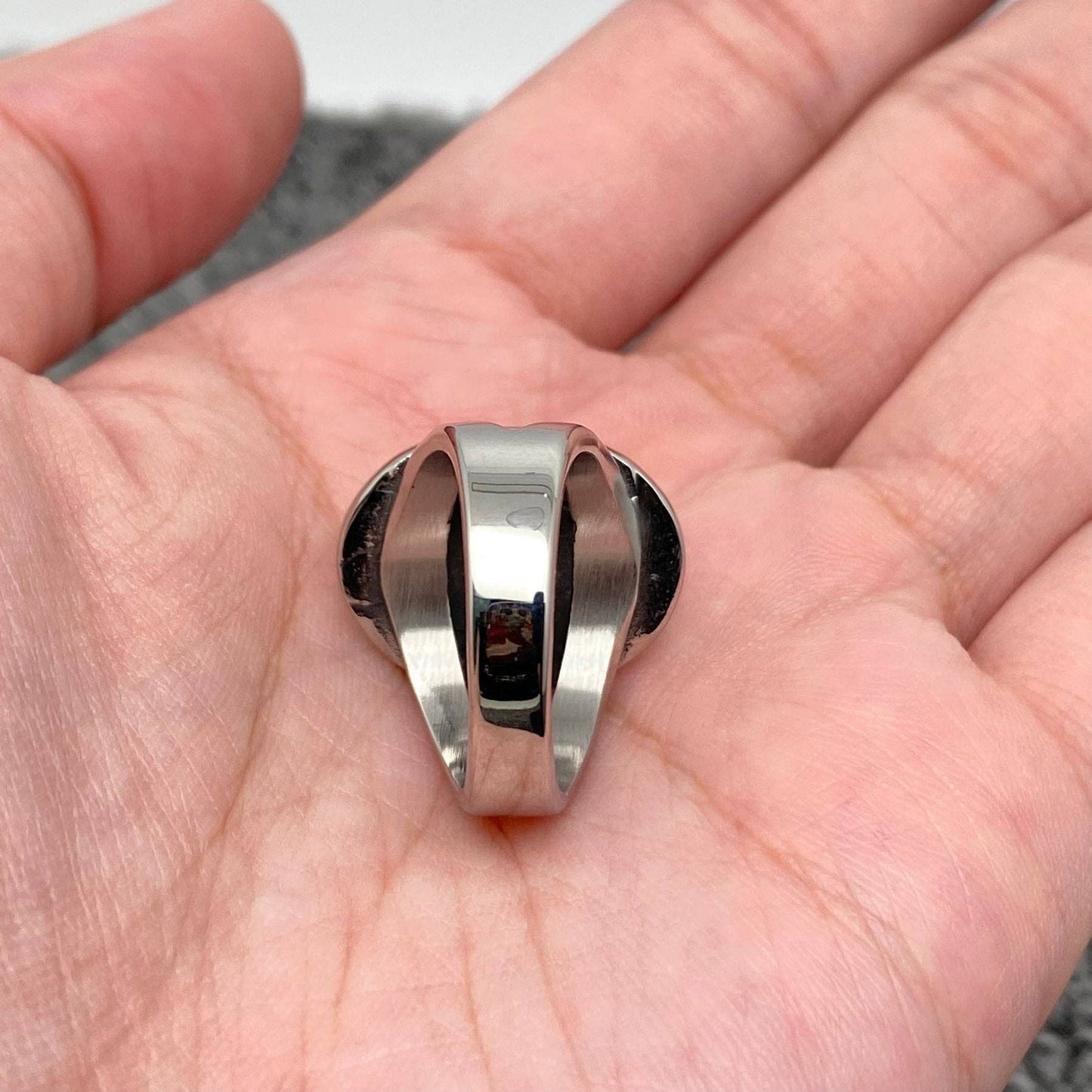 Oval Stainless Steel Pirate Skull Ring