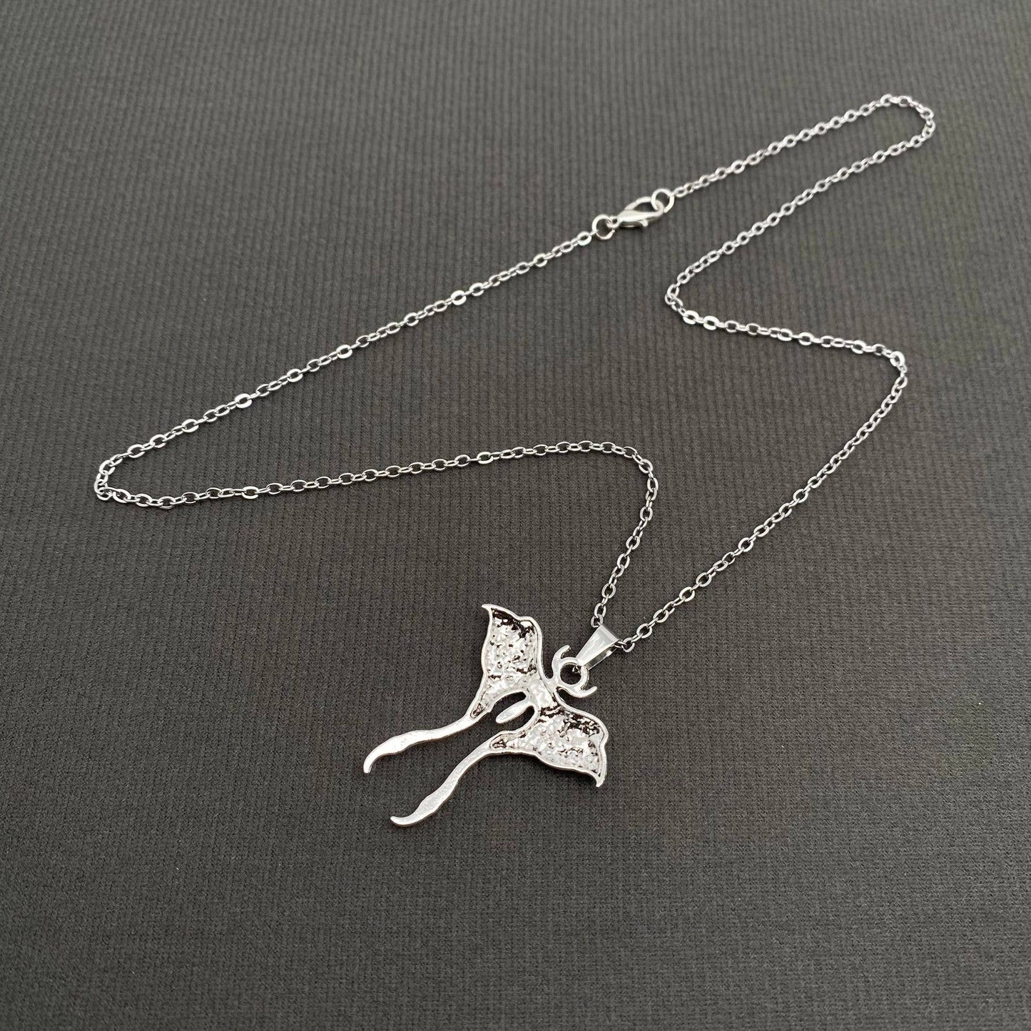 Silver Tone Alloy Moth Necklace