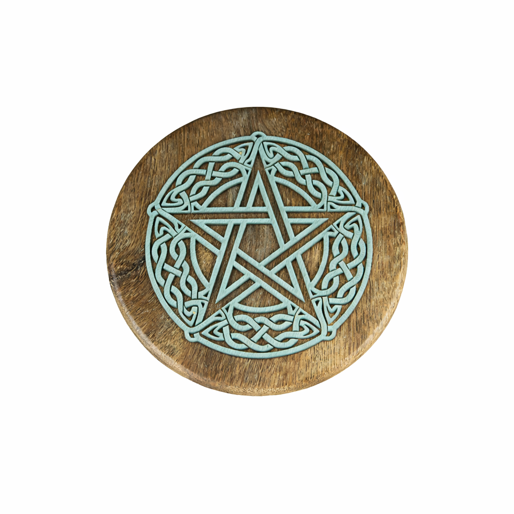 Celtic Pentacle Wooden Altar Stool (6x4)