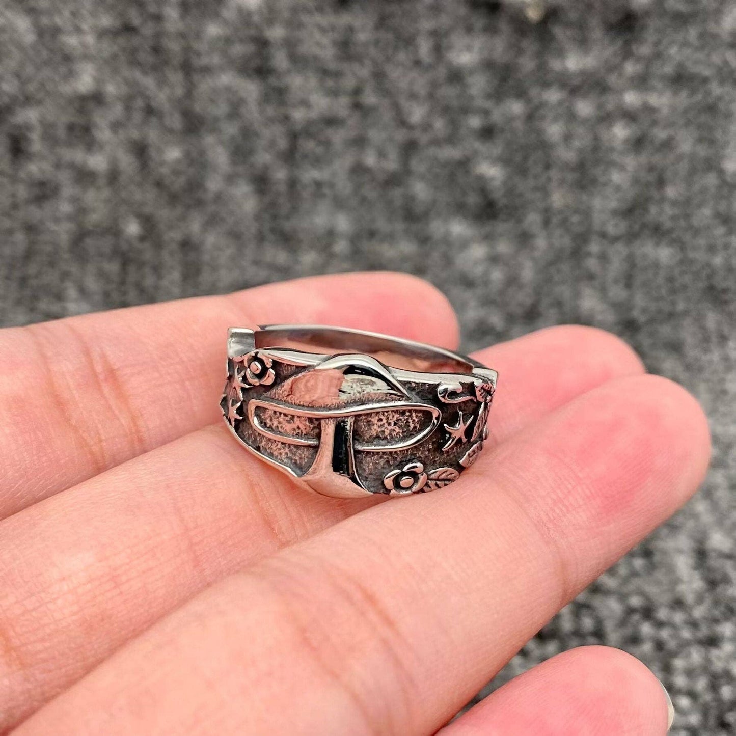 Mushroom In The Jungle Stainless Steel Ring