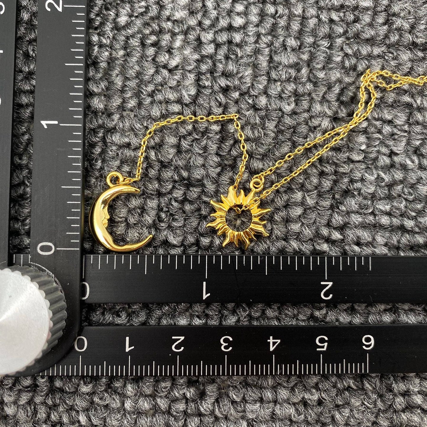 18K Gold Plated Sun Moon Lariat Necklace
