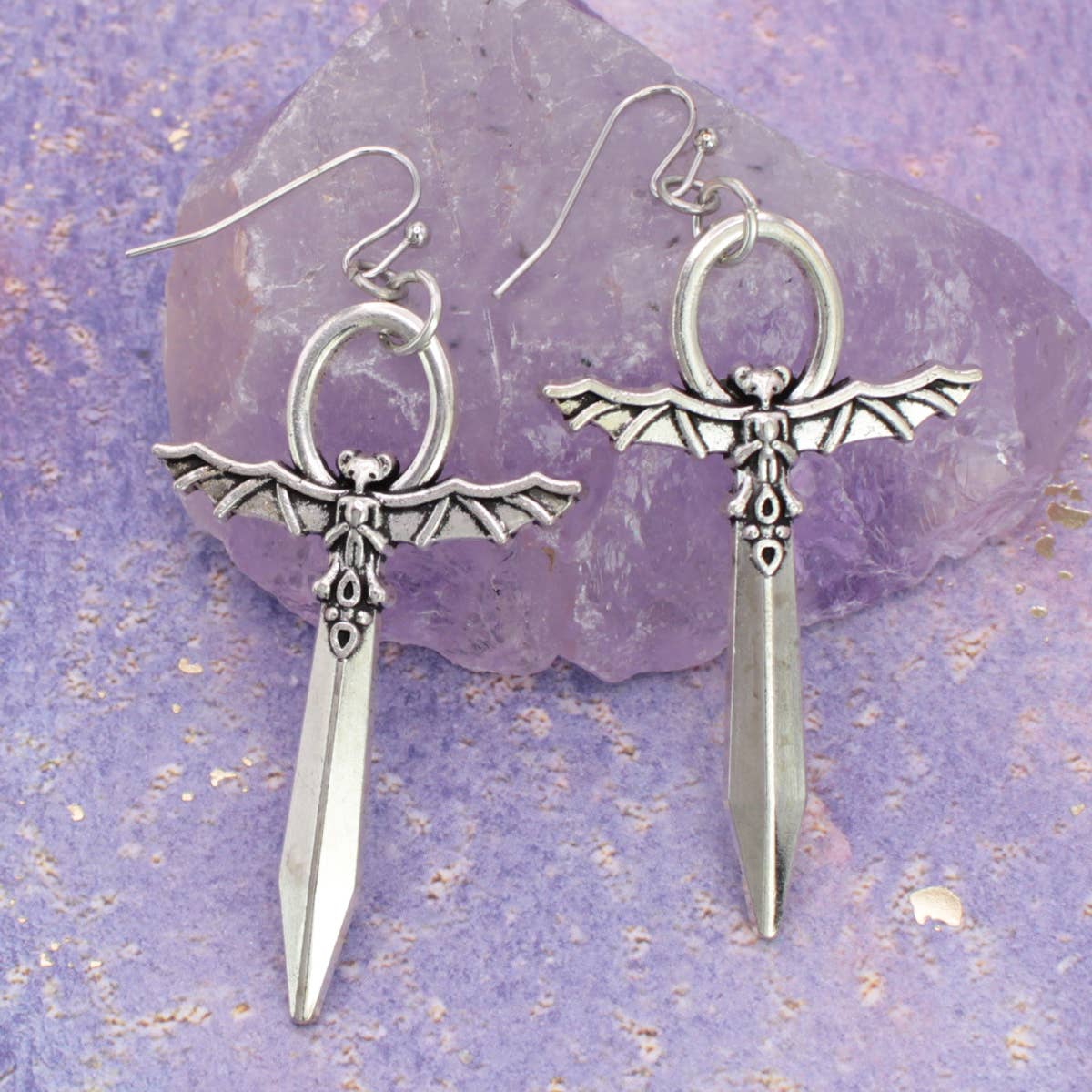 Sacred Dagger Silver Sword Earrings