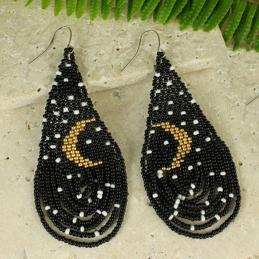 Mystic Nights Beaded Moon Earrings