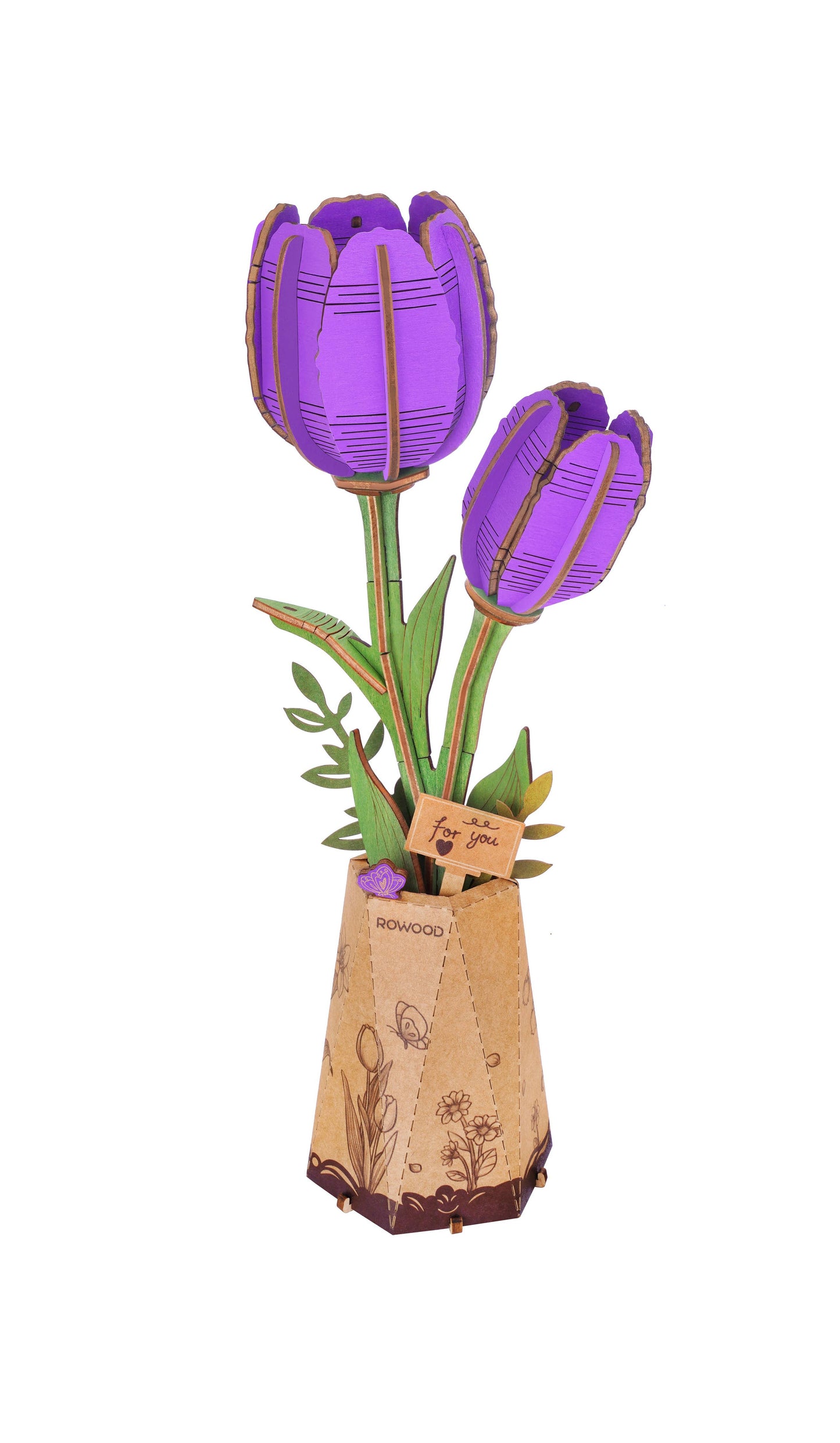 Purple Tulip Rowood DIY Wooden Flower 3D