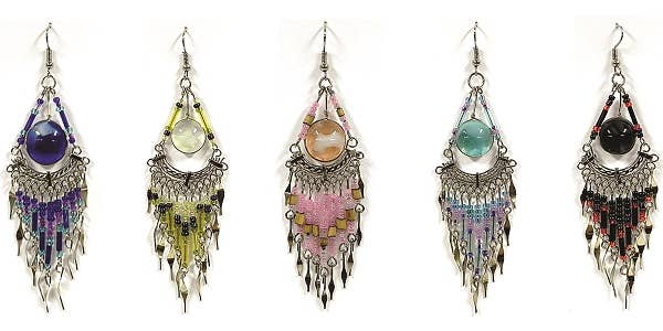 Glass Bead Long Beaded Chandelier Dangle Earrings