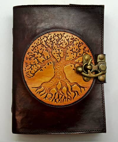 Tree of Life 2 tone Embossed Leather Journal