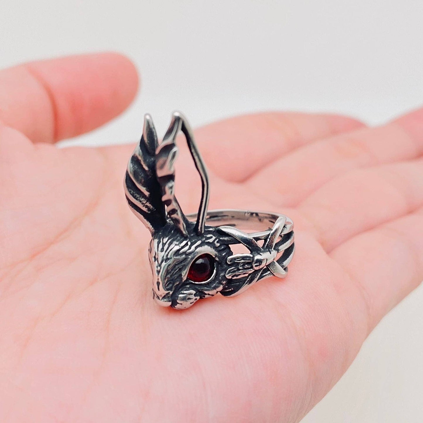 Unisex Vintage Devil Rabbit Stainless Steel Ring