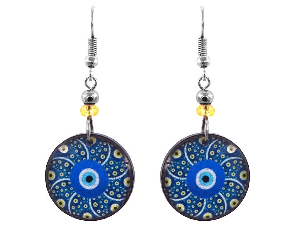 Acrylic Evil Eye Nazar Dangle Earrings