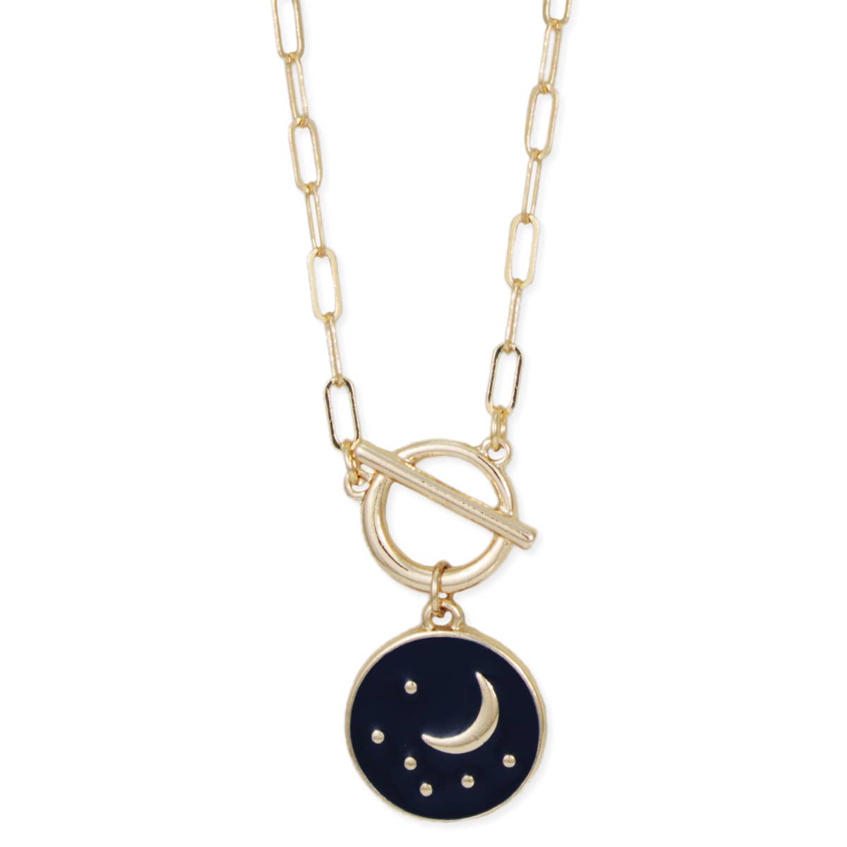 Starry Skies Faux Toggle Medallion Necklace