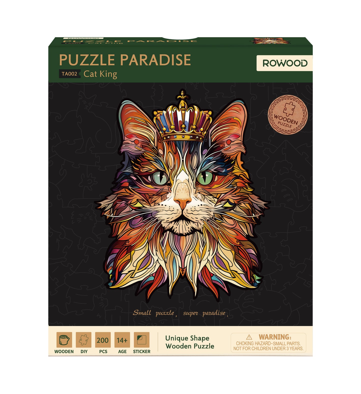 Rowood Cat King DIY 2D Wooden Puzzles Crafts Kits