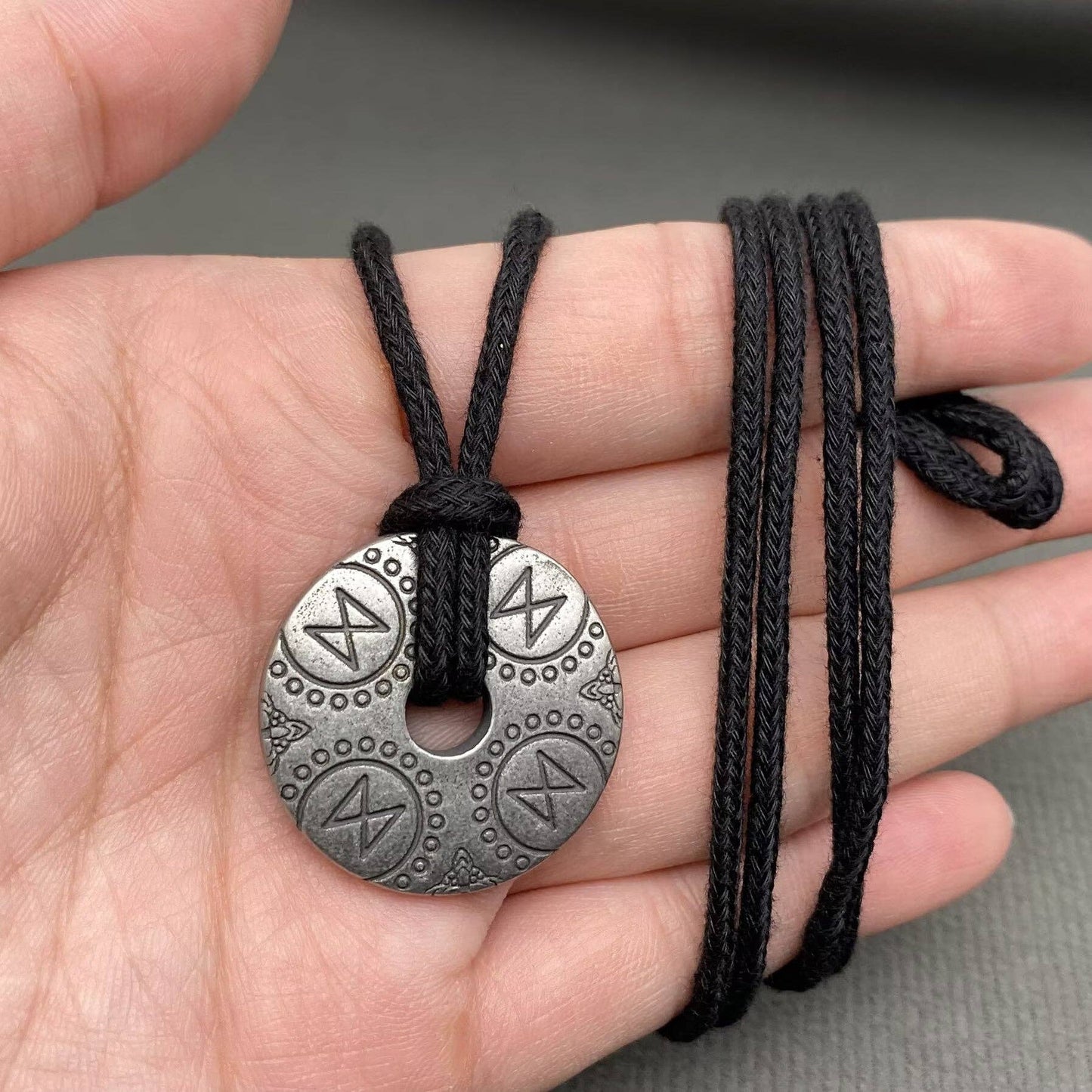 Viking Rune Circular Pendant Men's S.Steel Necklace