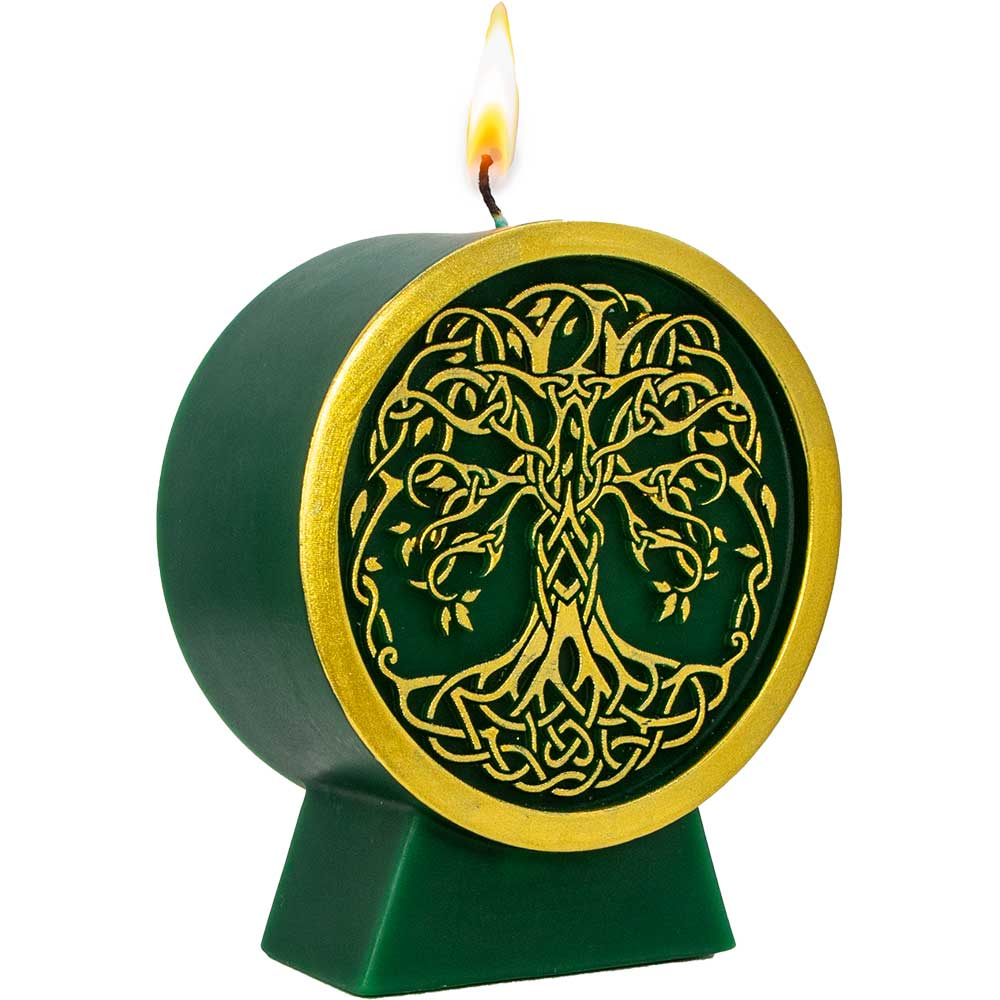 Intention Candle - Tree of Life Green & Gold