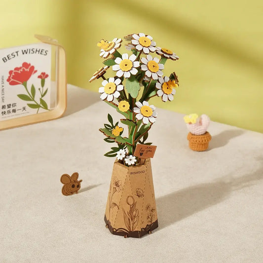 Chamomile Rowood DIY Wooden Flower Bouquet 3D Wooden
