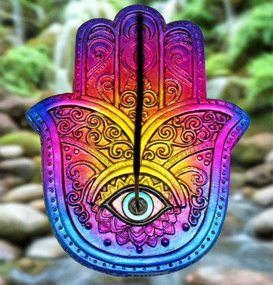 Colorful Hamsa Hand Incense Burner