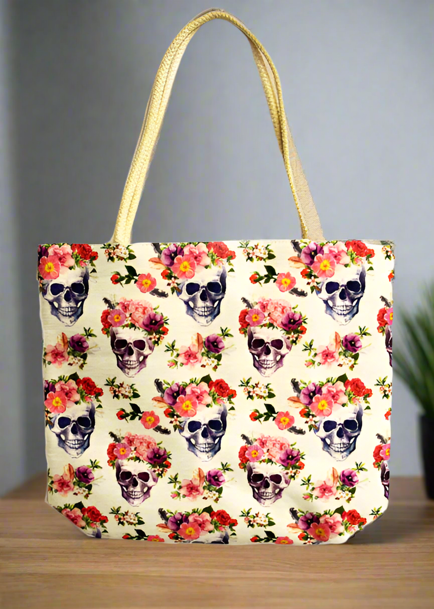 Skulls with Roses Tote Bag