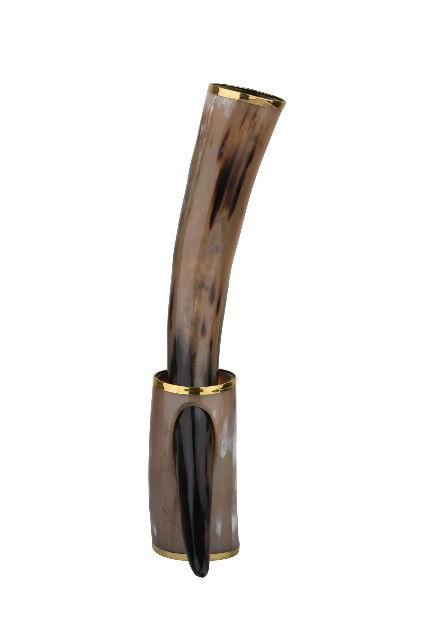 Drinking Horn with Stand - Holds Upto 16 oz, Metallic Finish