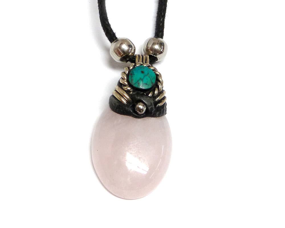Oval Semi Precious Stone Pendant Necklace