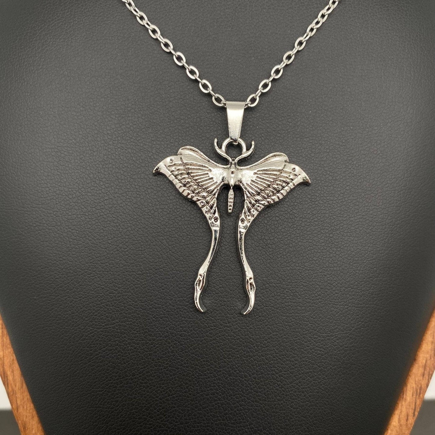 Silver Tone Alloy Moth Necklace