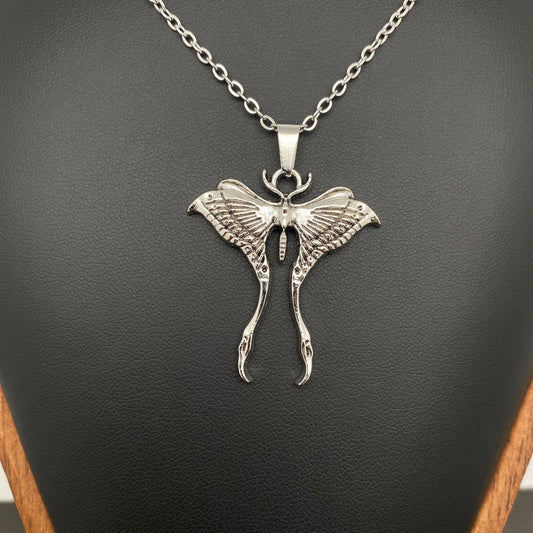 Silver Tone Alloy Moth Necklace