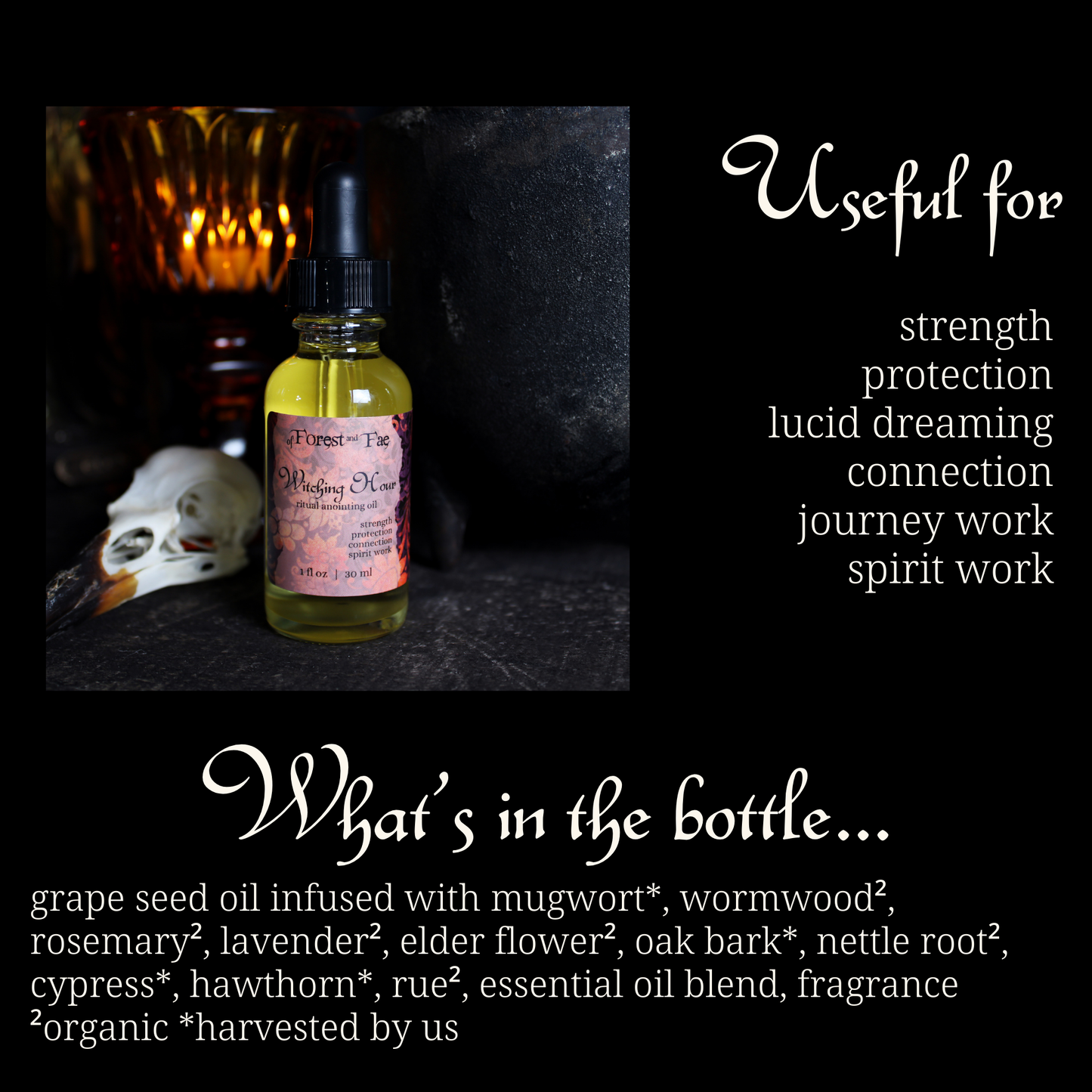 Witching Hour Sacred Ritual Oil • Herb Infused Altar Oil