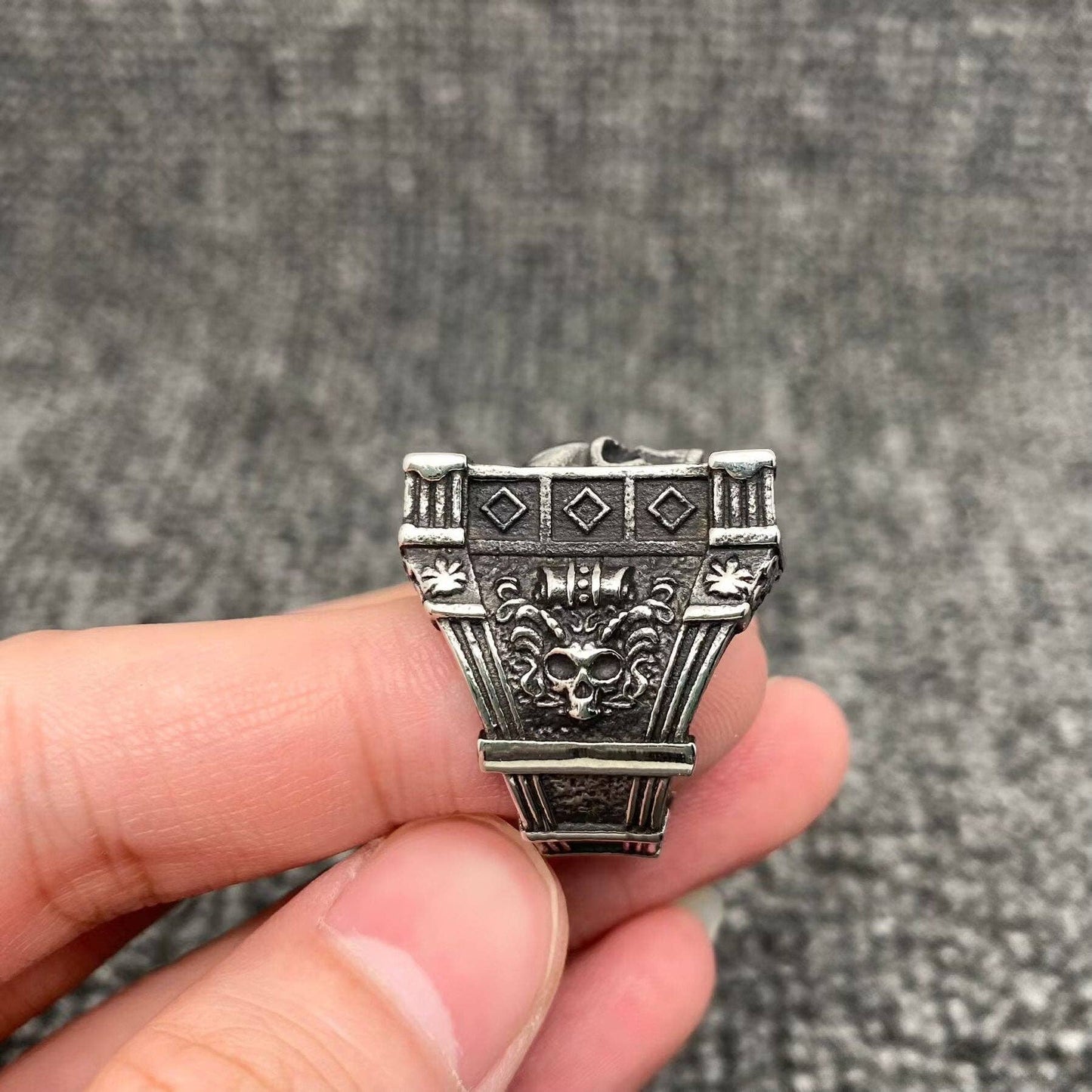 Vintage Gothic Skull Square Stainless Steel Ring