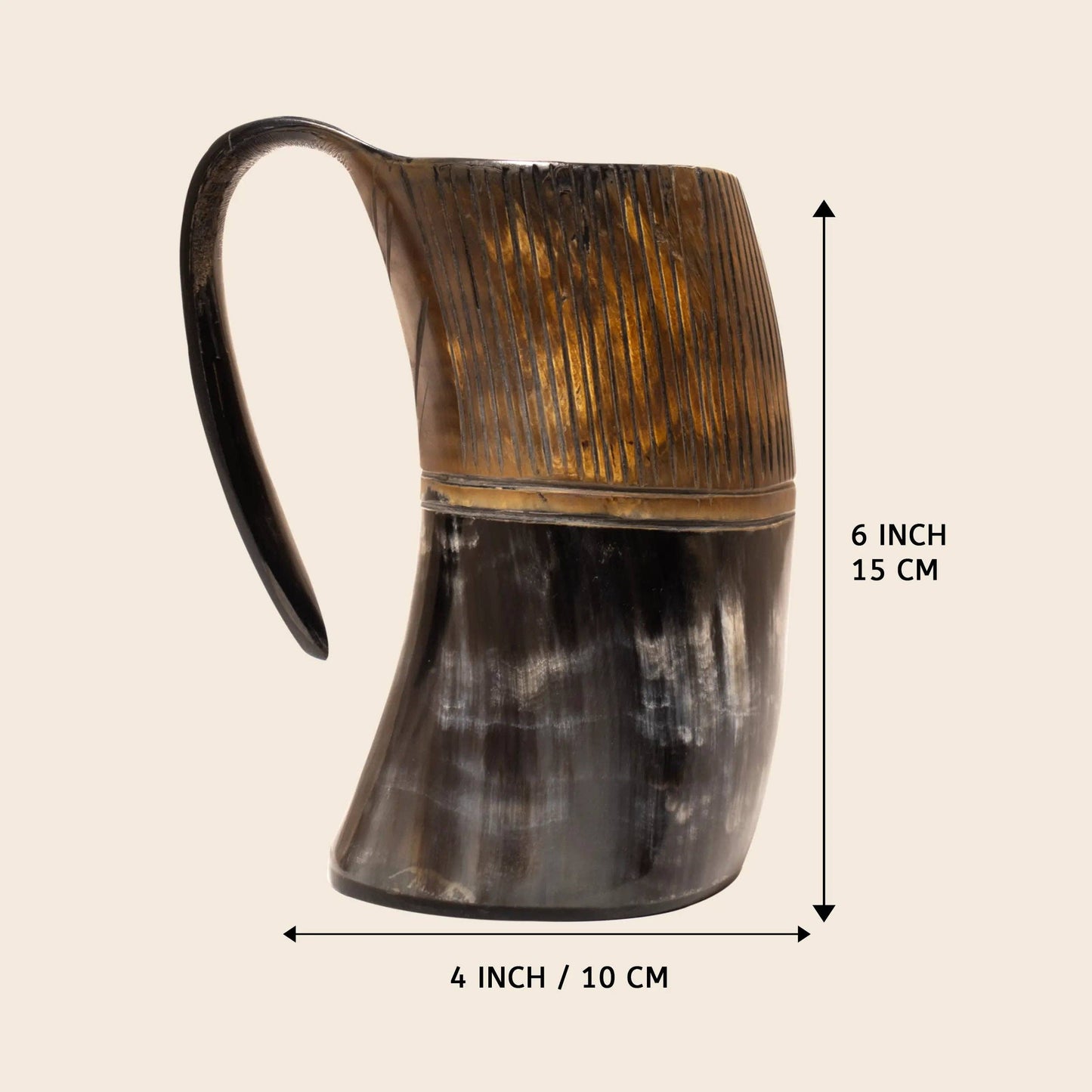 Horn Whiskey Mugs - Holds Upto 6.5 oz, Striped