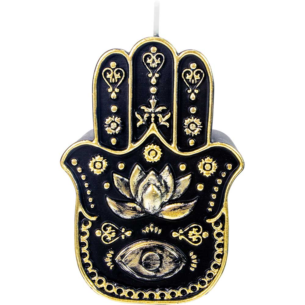 Intention Candle - Fatima Hand Black & Gold