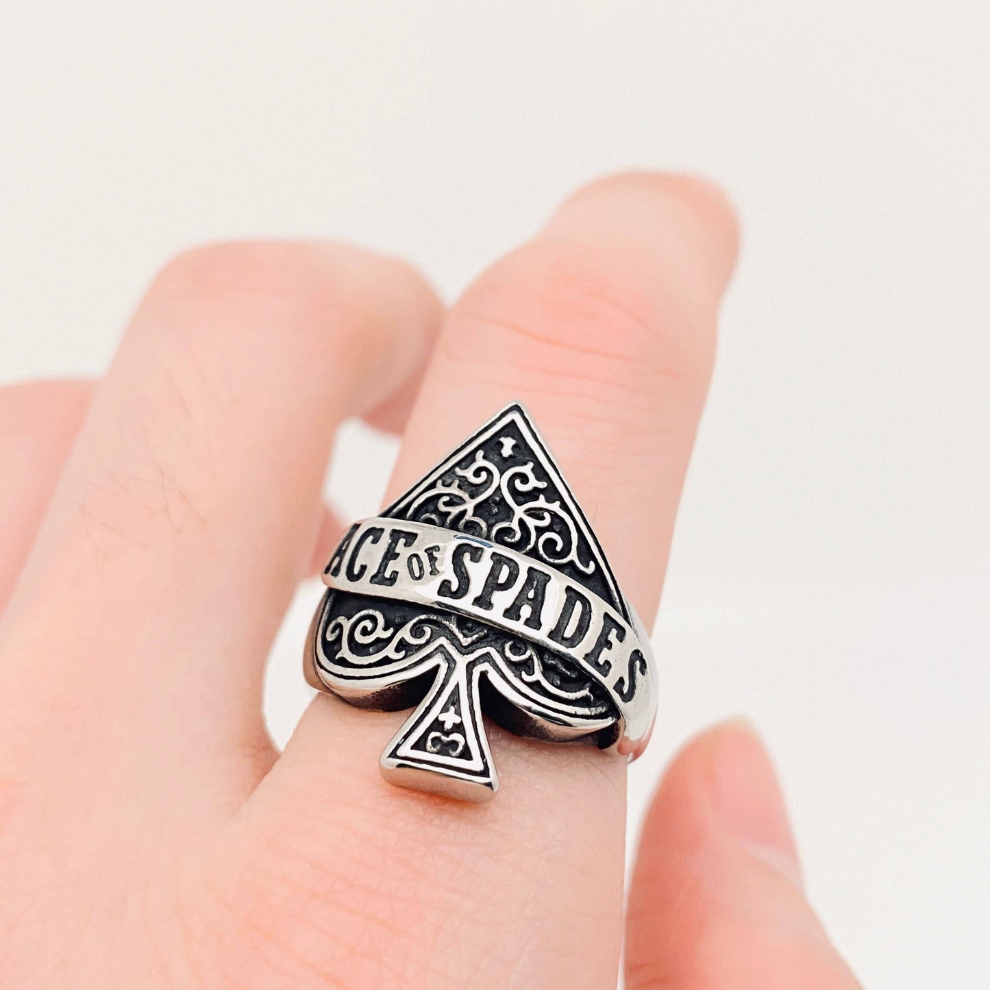 Stainless Steel Poker Spade Ring