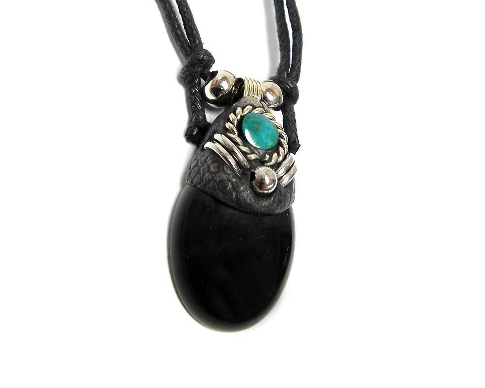 Oval Semi Precious Stone Pendant Necklace