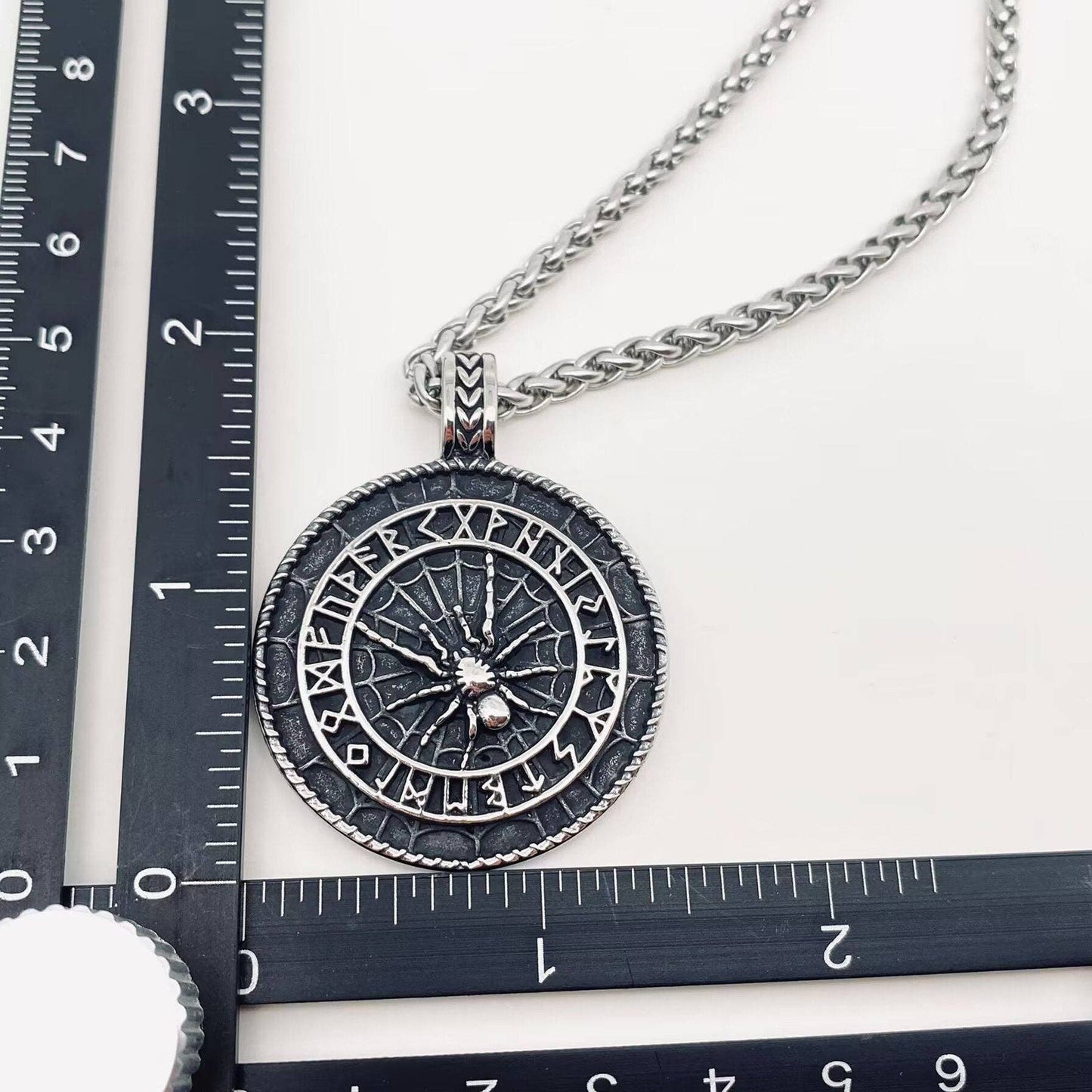 Viking Rune Spider Stainless Steel Pendant Necklace