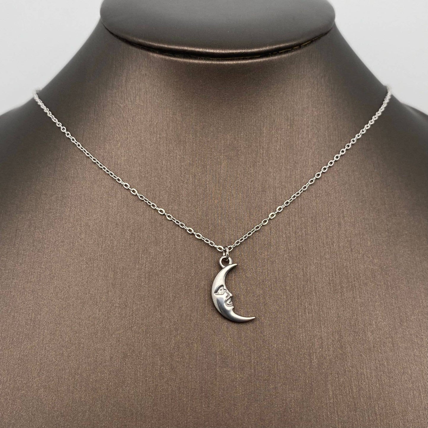 SS Crescent Moon Charm Necklace