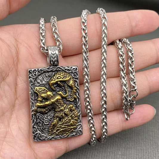 Viking Warrior Fight Python Men's S.Steel Necklace