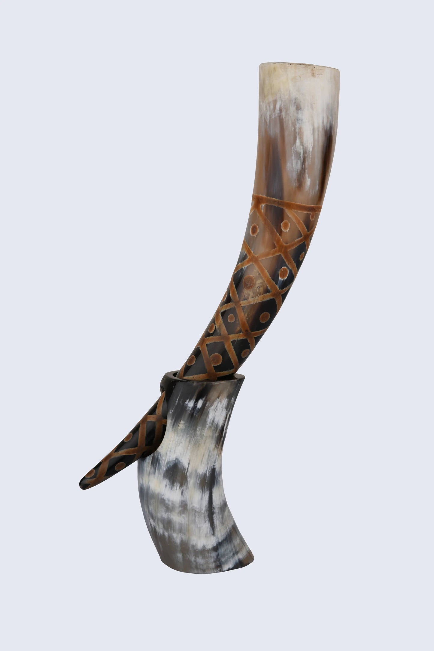 Drinking Horn with Stand - Holds Upto 16 oz, Burnt Craft