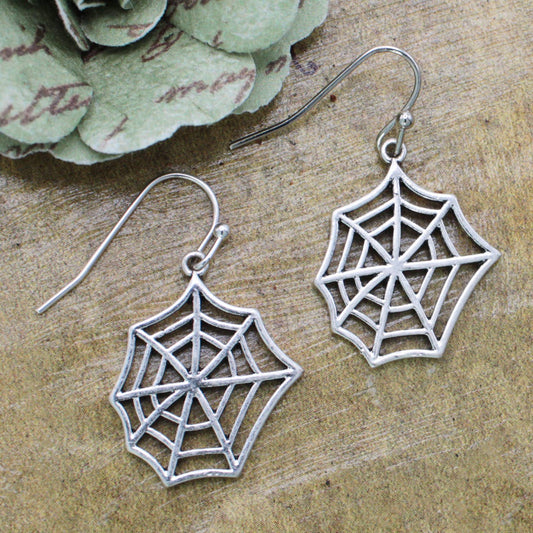 Spider Sense Silver Web Earrings