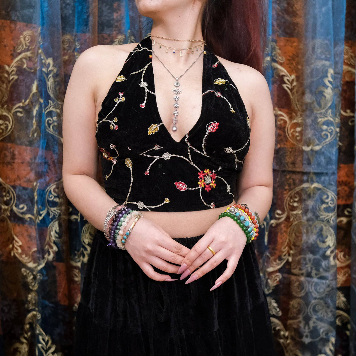 Embroidery Boho Velvet Bralette