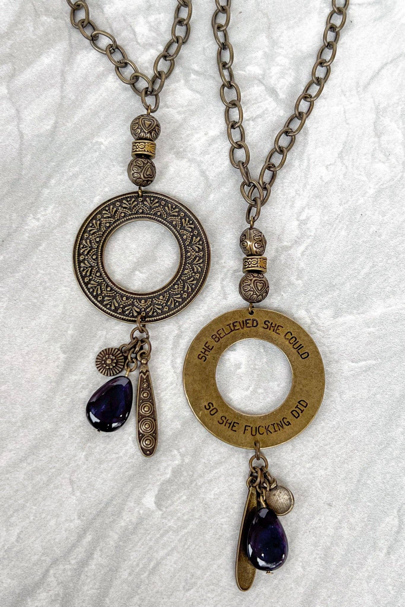 She Believed Necklace with Charm