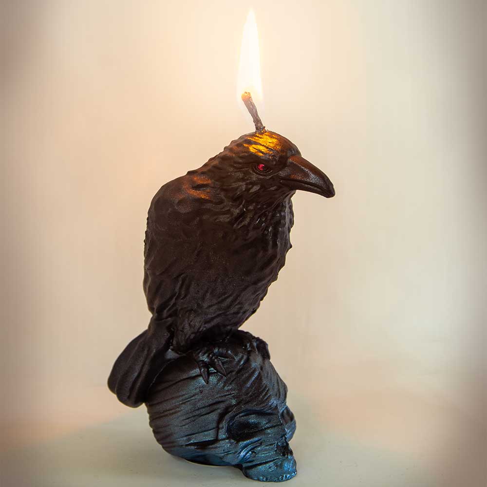 Intention Candle - Raven on Skull Black