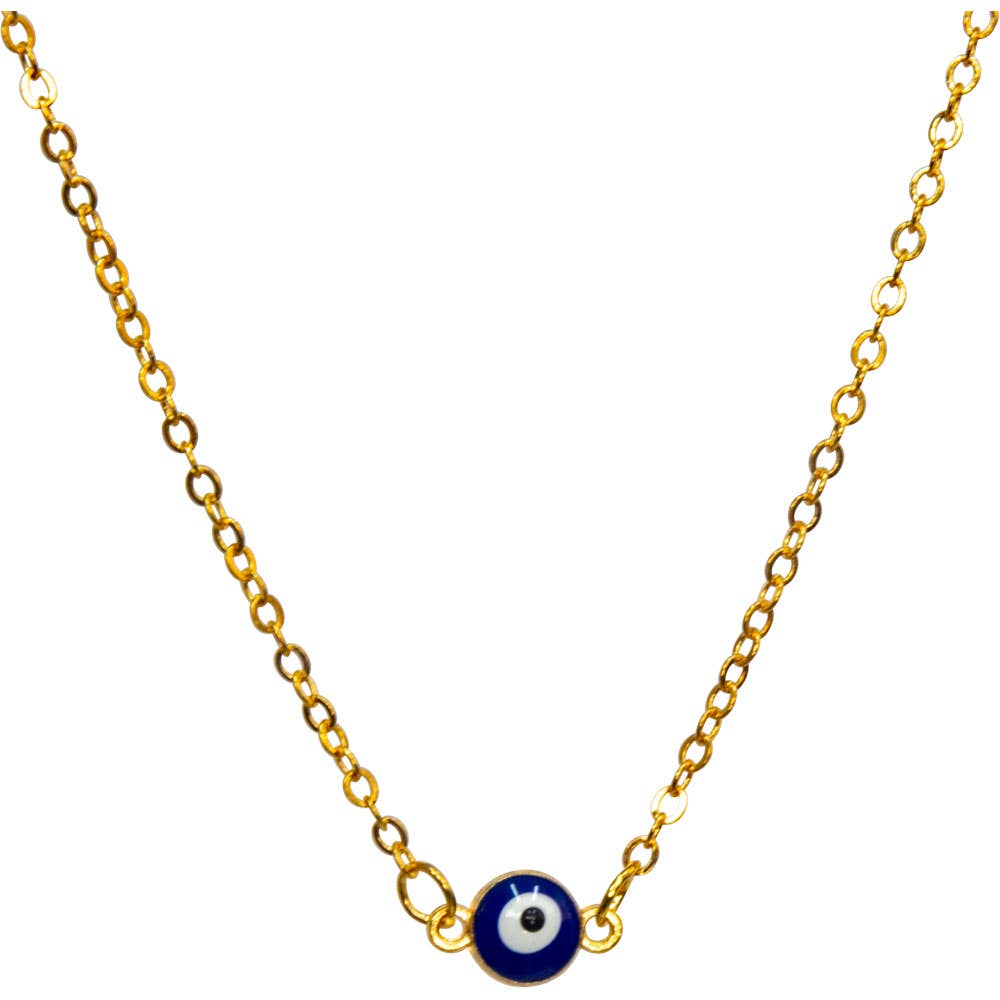 Evil Eye Protection Necklace - Mini Evil Eye - Gold