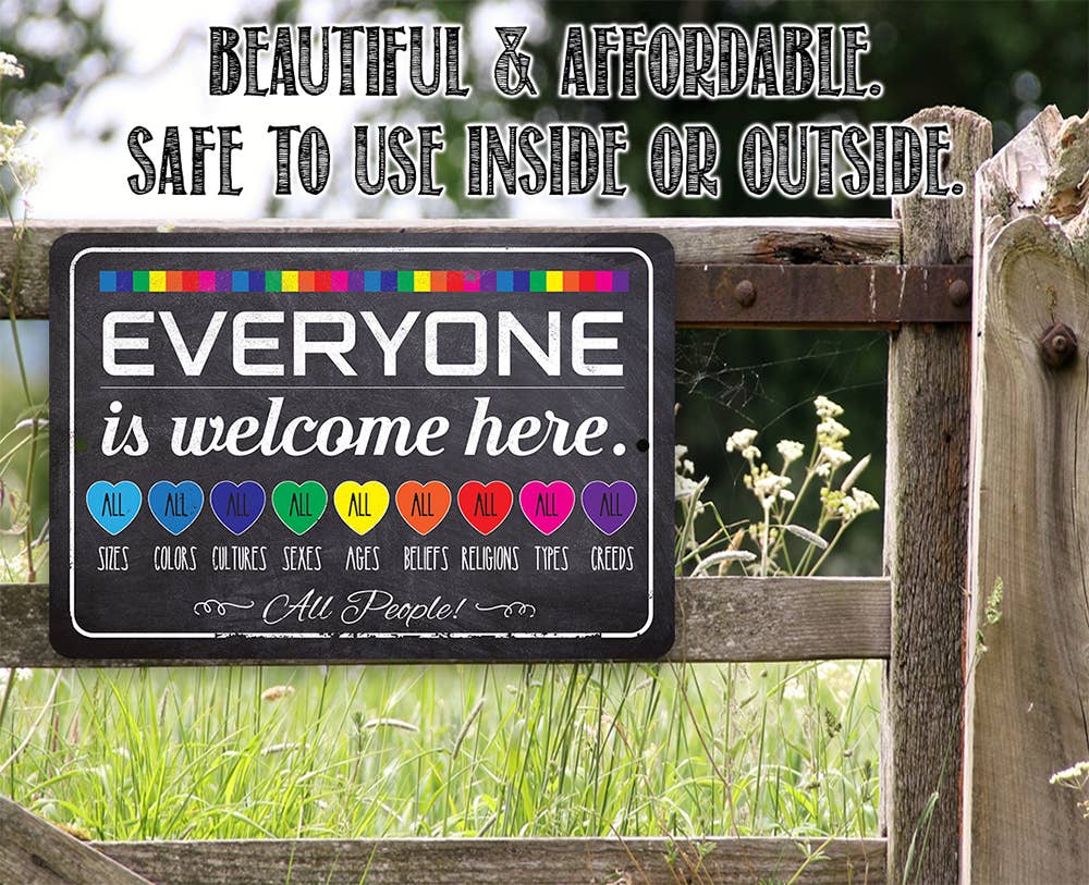 Welcome Everyone Rainbow - Metal Sign