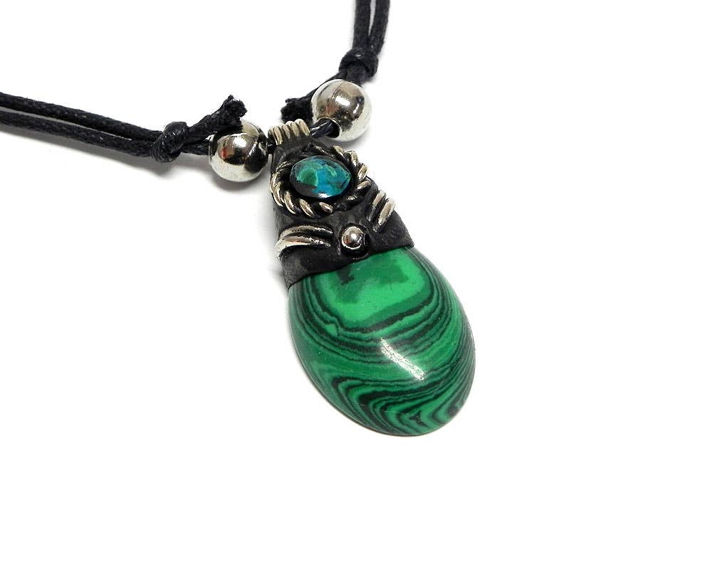 Oval Semi Precious Stone Pendant Necklace