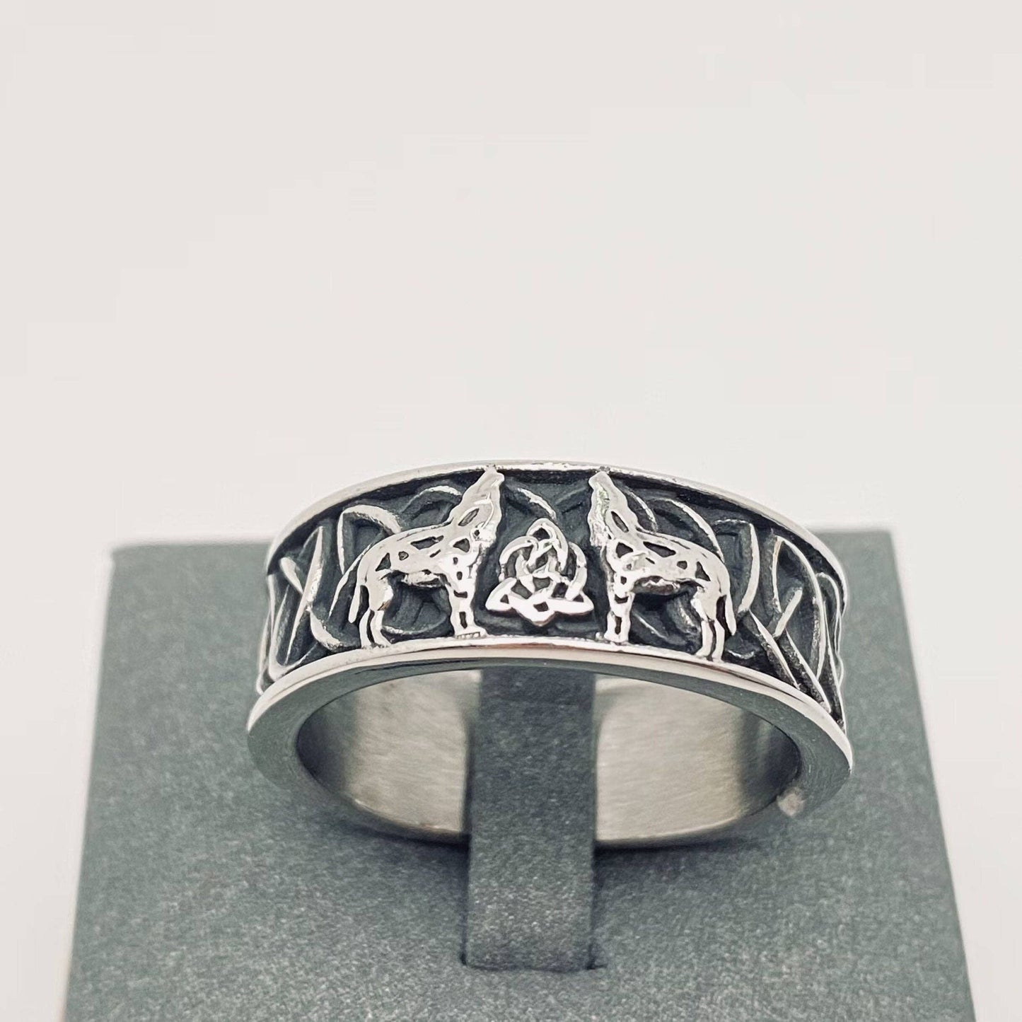 Viking Double Wolf Pattern Stainless Steel Ring