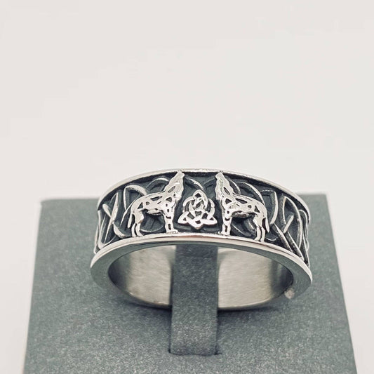 Viking Double Wolf Pattern Stainless Steel Ring