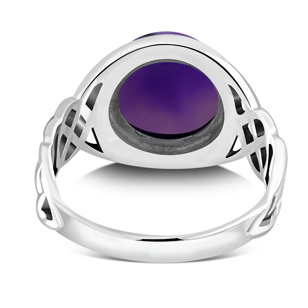 Amethyst Stone, Celtic Sterling Silver Ring