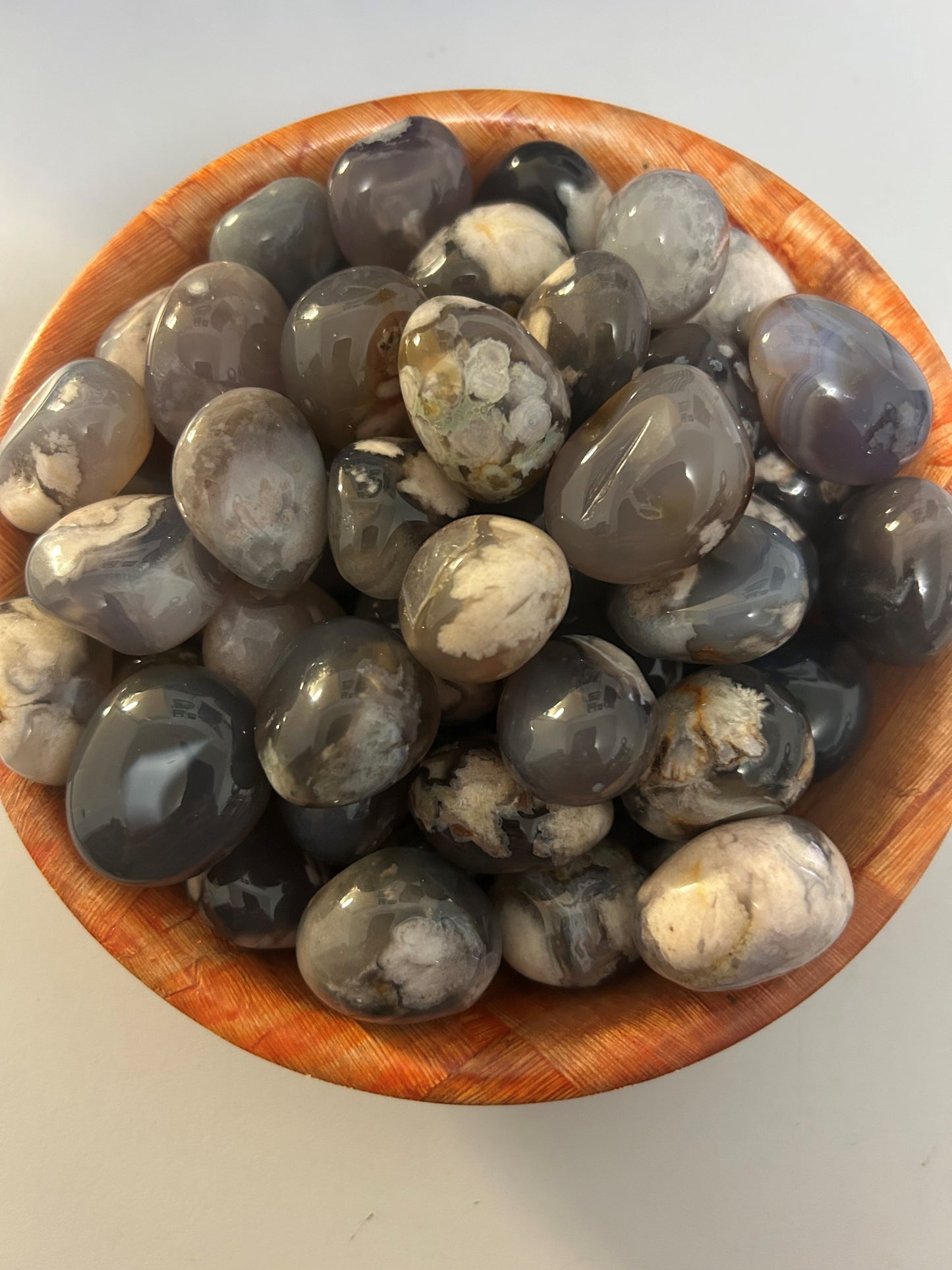 Black Flower Agate Stone Tumble