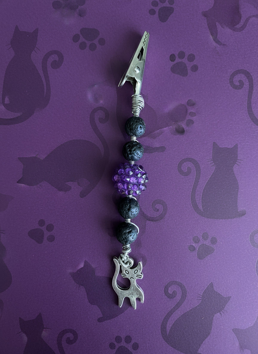Black and Purple Cat Charm Smoking Clip